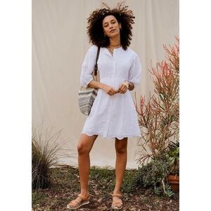 White Eyelet Cotton Mini Dress
